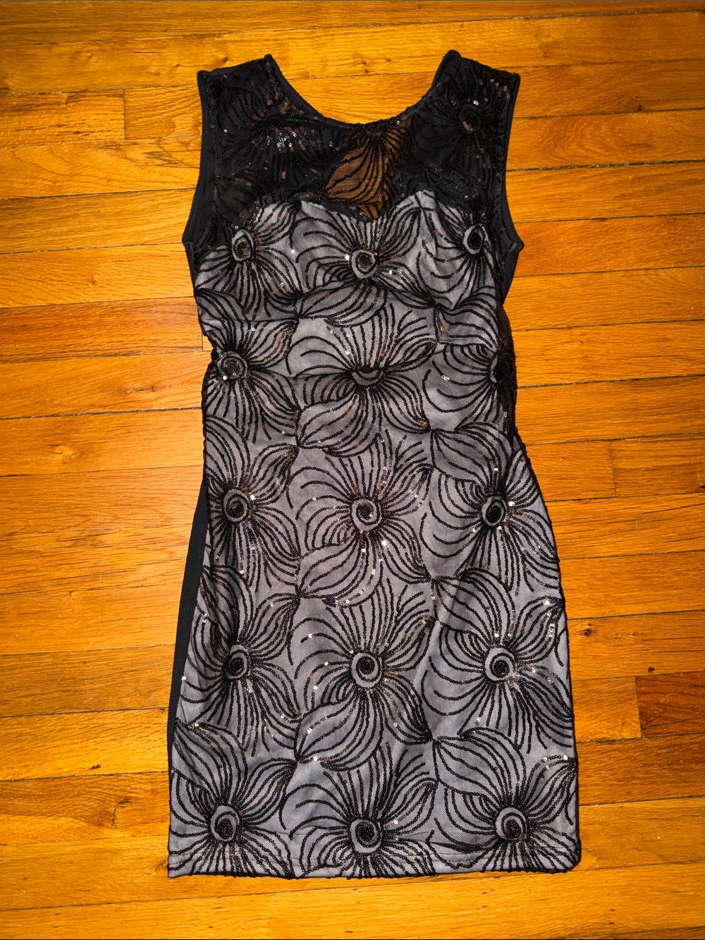 Ya Los Angeles Black Floral Sequin Sheath Dress